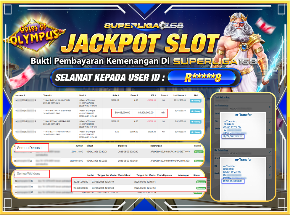 SUPERLIGA168 JACKPOT GATES OF OLYMPUS Rp.57,161,000LUNASS